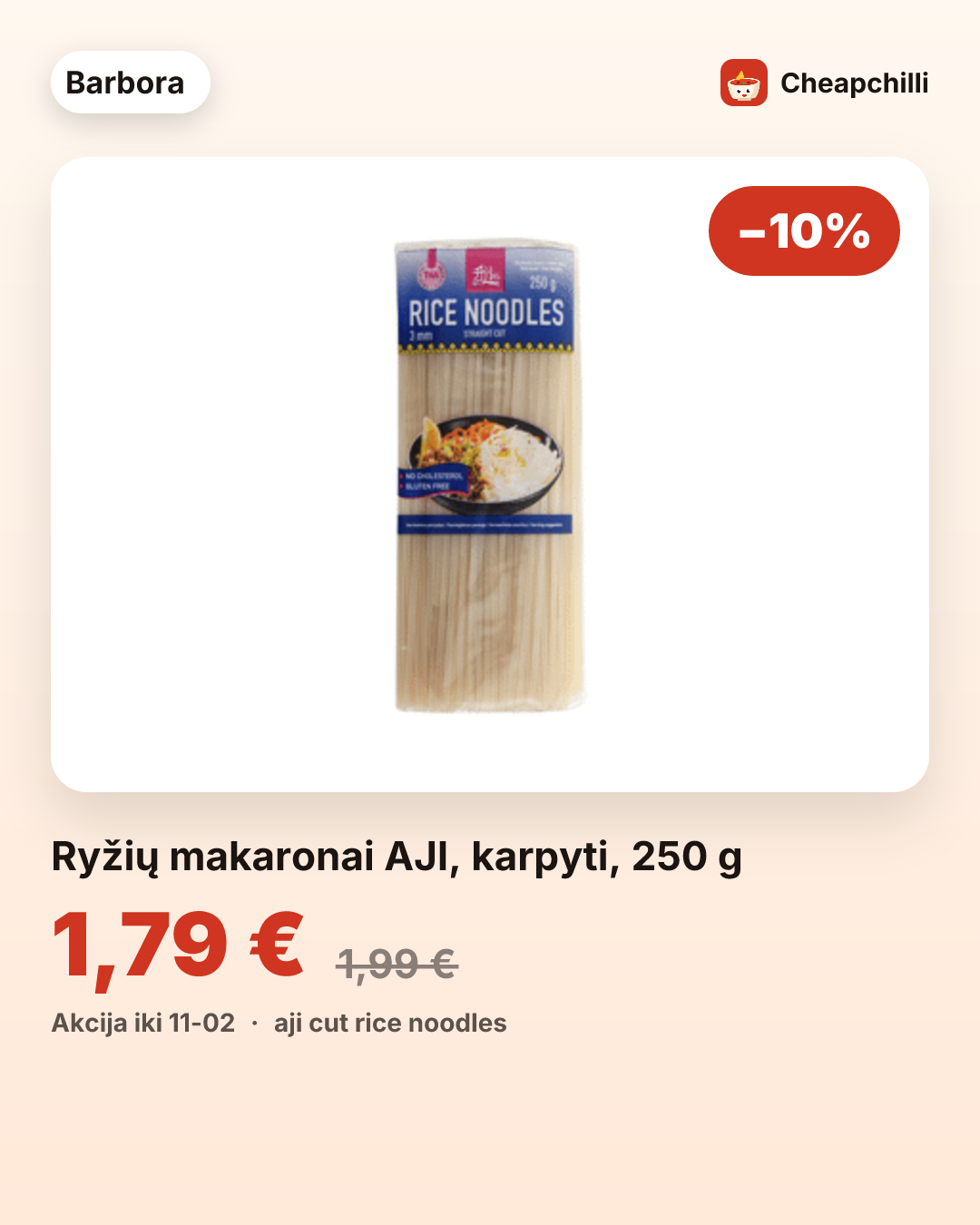 Ryžių makaronai AJI, karpyti, 250 g