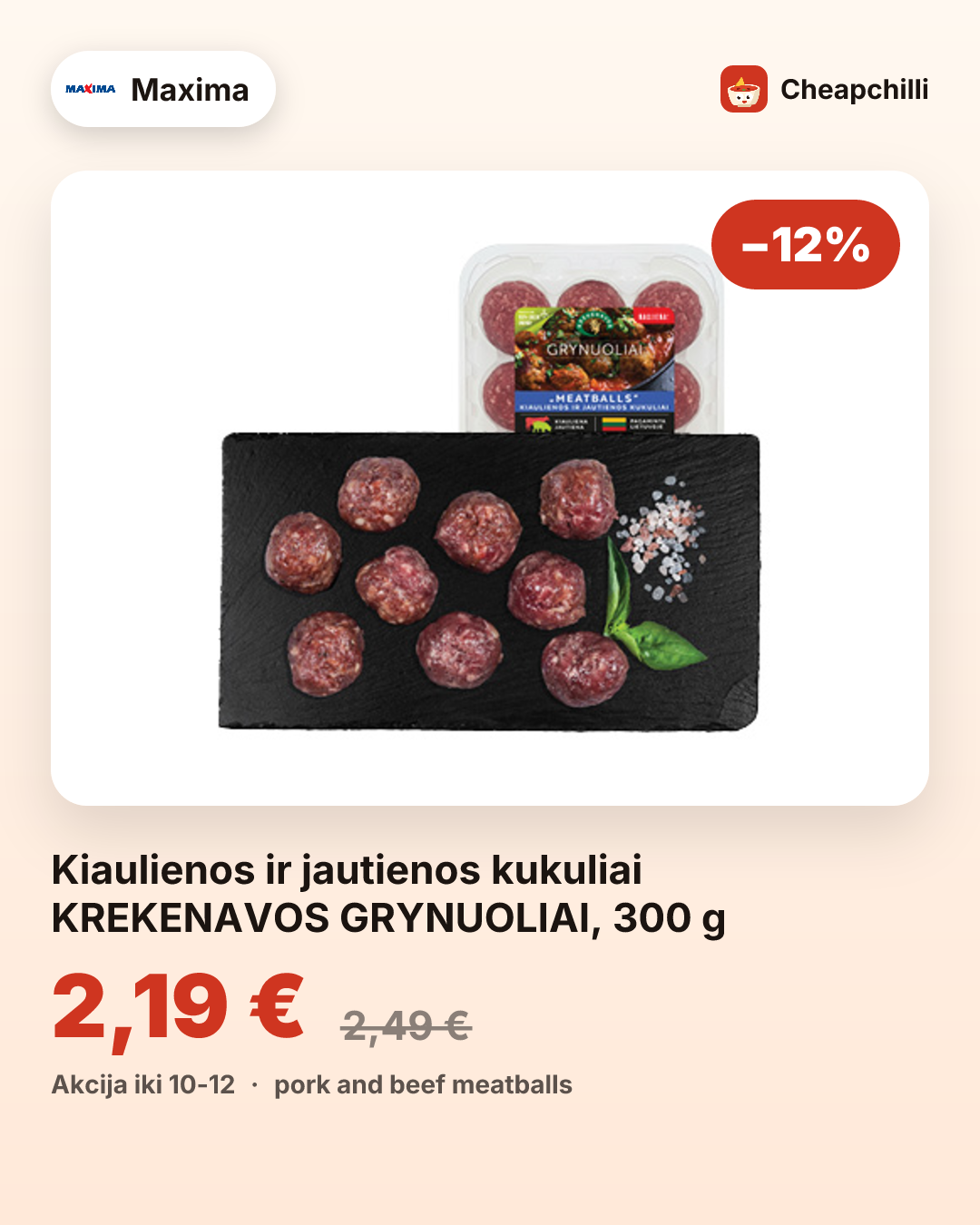 Kiaulienos ir jautienos kukuliai KREKENAVOS GRYNUOLIAI, 300 g