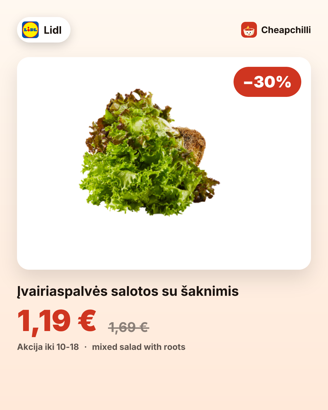 Įvairiaspalvės salotos su šaknimis