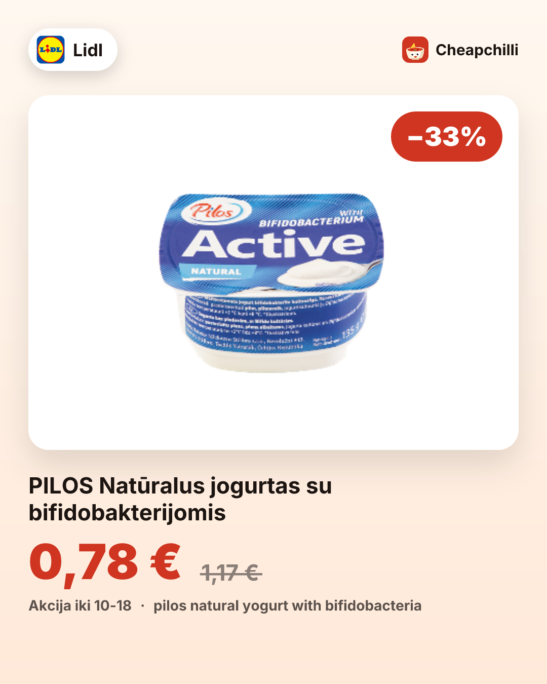 PILOS Natūralus jogurtas su bifidobakterijomis