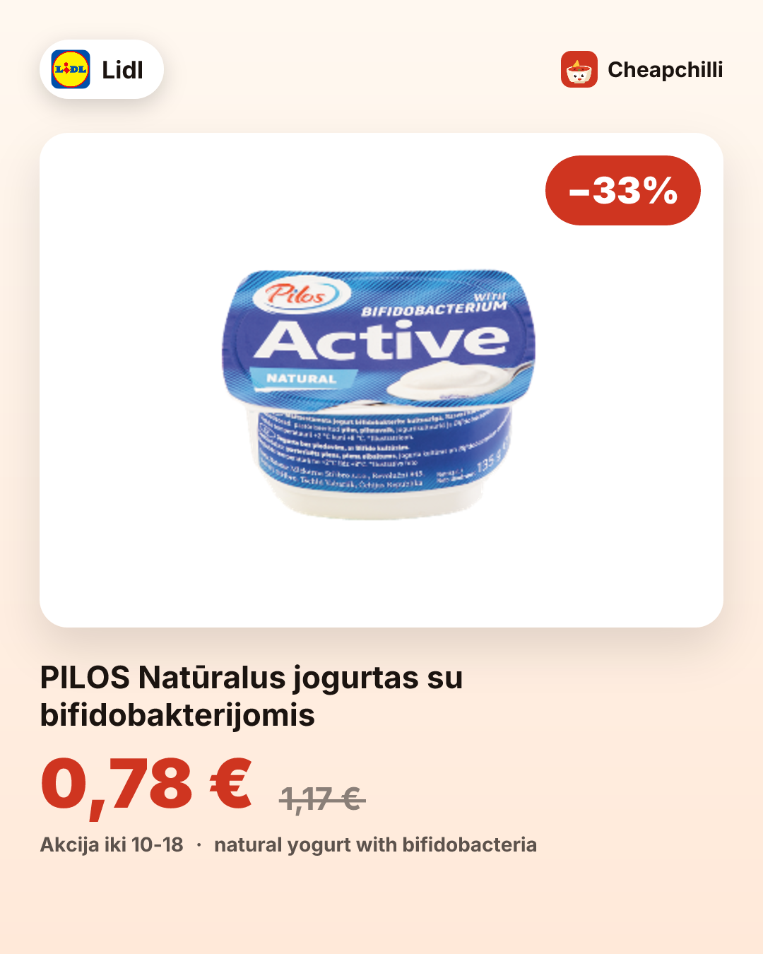 PILOS Natūralus jogurtas su bifidobakterijomis