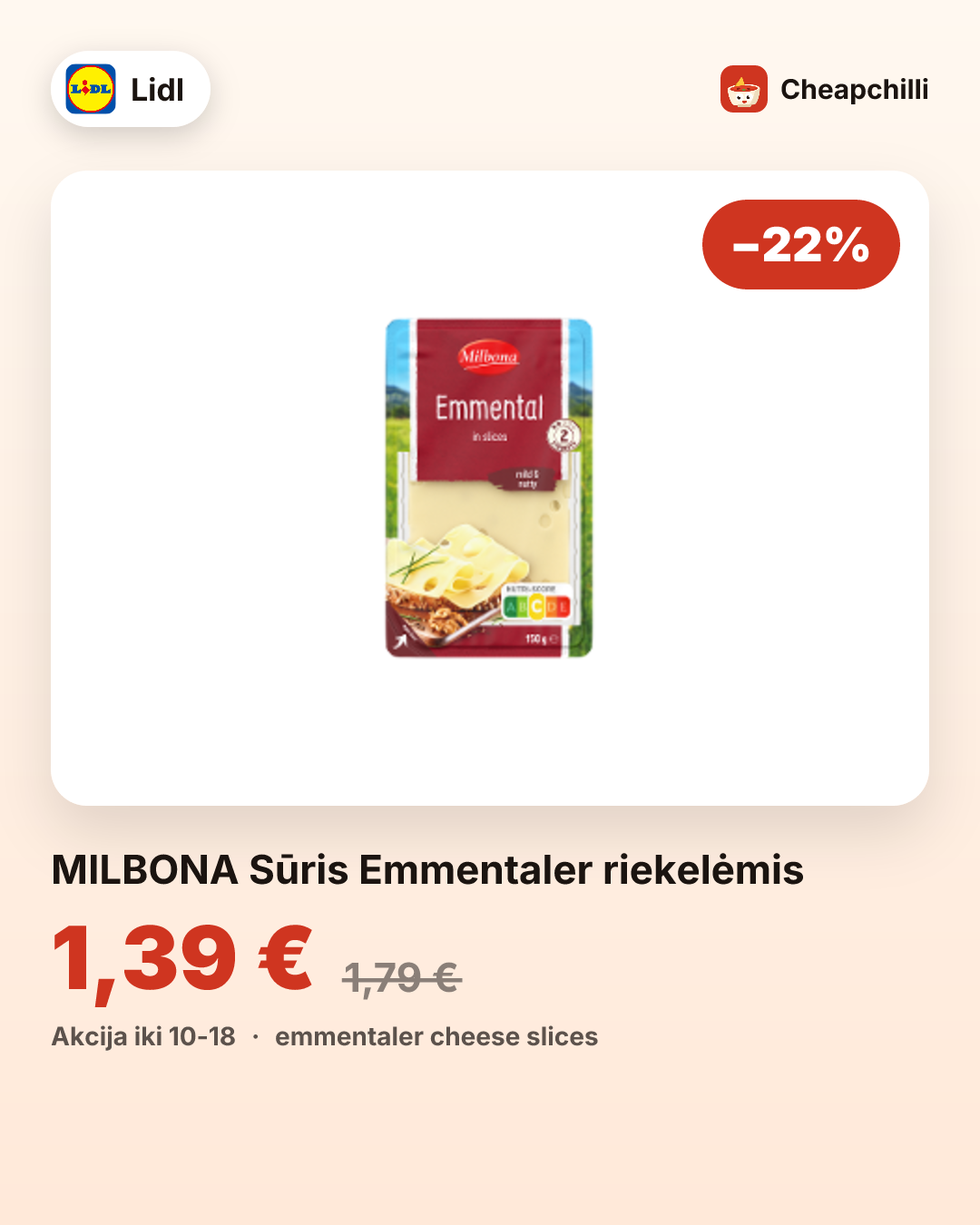 MILBONA Sūris Emmentaler riekelėmis